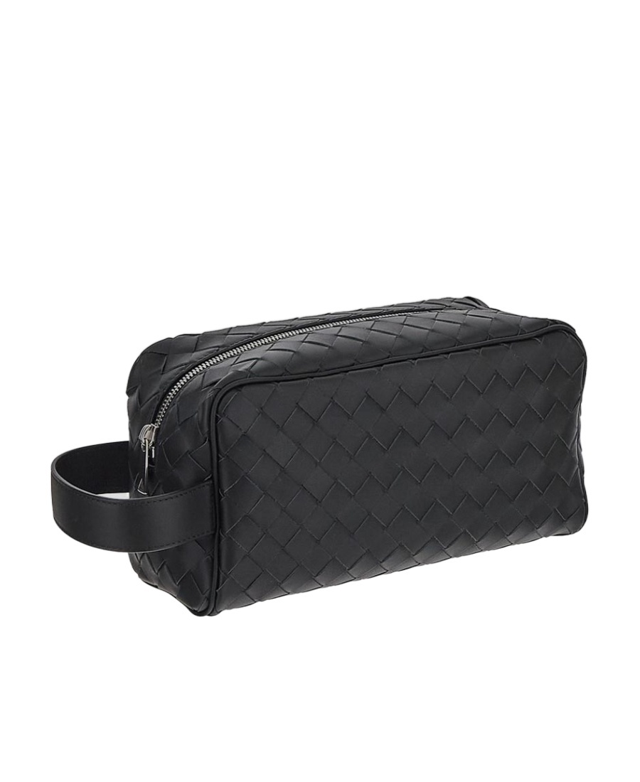 Bottega Veneta Logo Clutch In Black