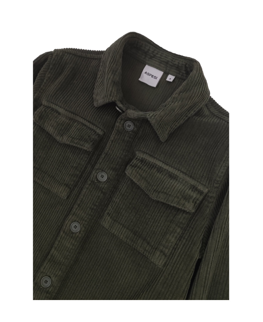 Aspesi Corduroy Button Shirt In Black