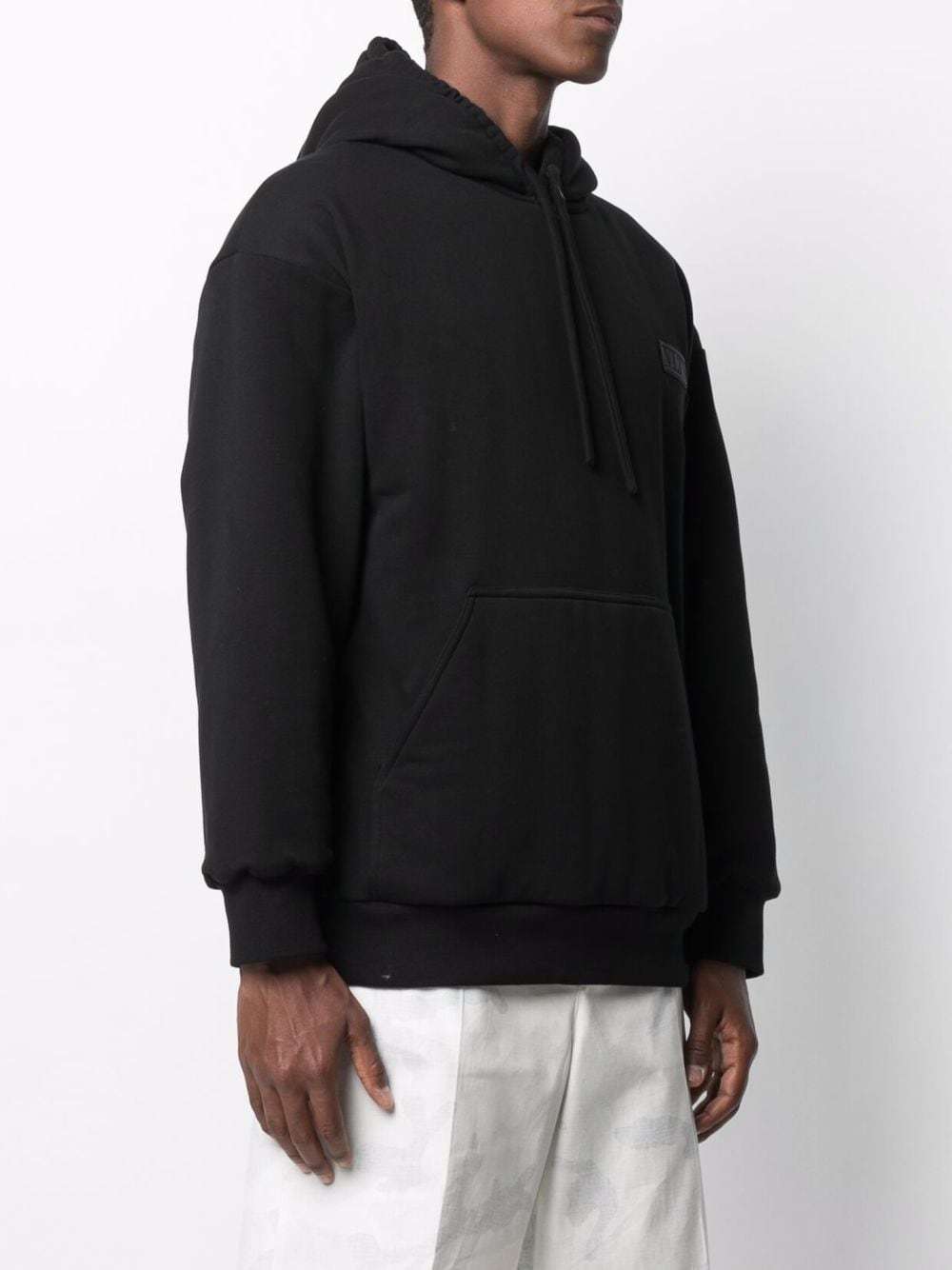 Valentino Vltn Logo Patch Relaxed Hoodie In Black