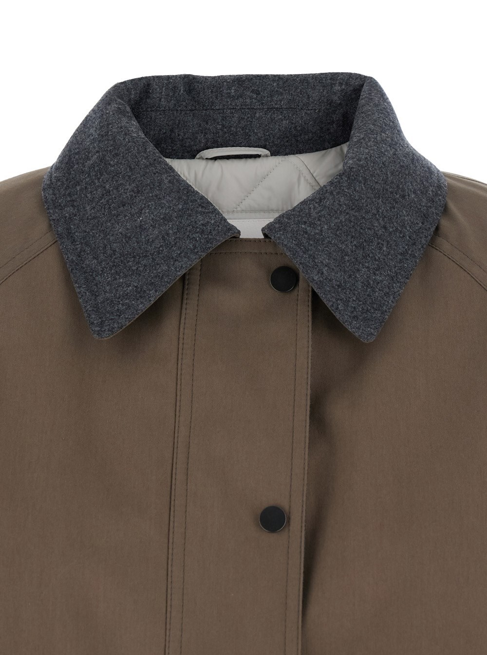 Brunello Cucinelli Grey Jacket With Classic Collar With Snap Buttons In Cotton Blend Woman