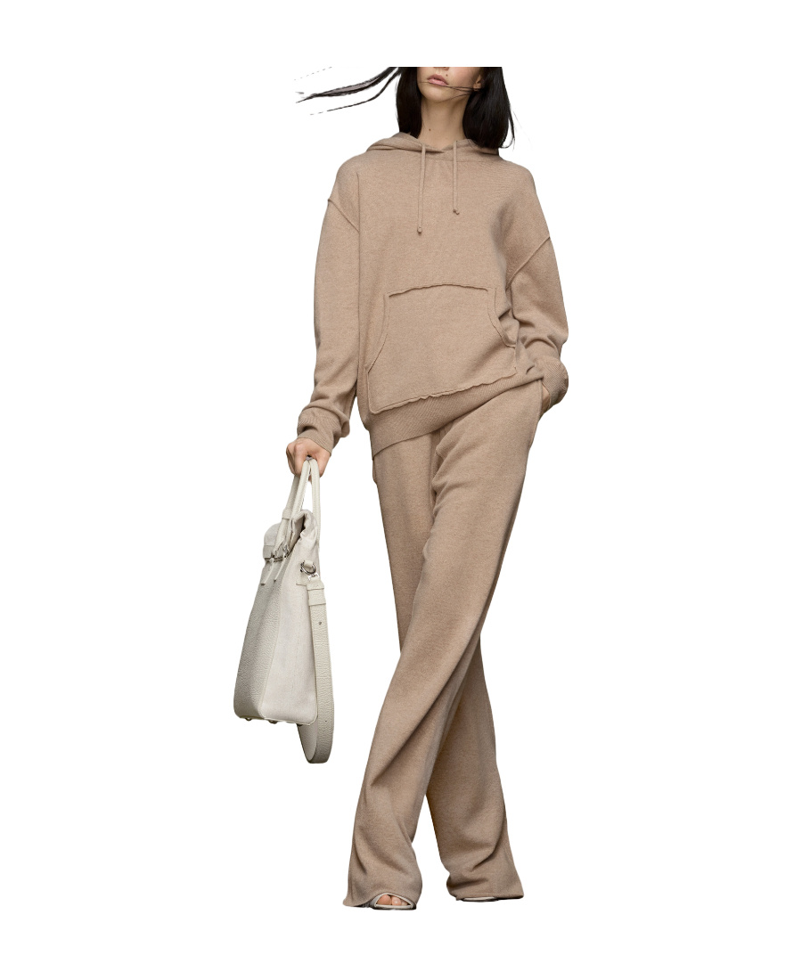 Maison Margiela Raw-cut Hooded Jumper In Nude