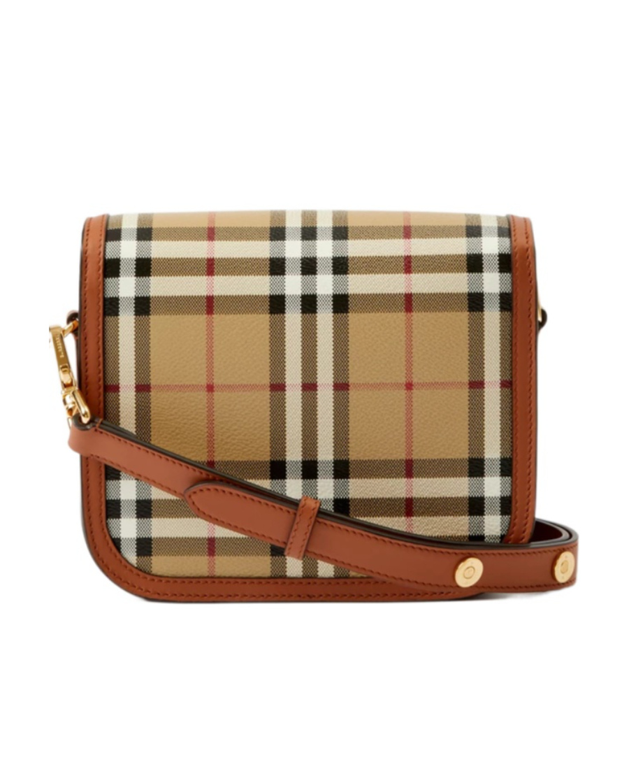 Burberry Woman Printed Canvas Small Elizabeth Shoulder Bag In Brown