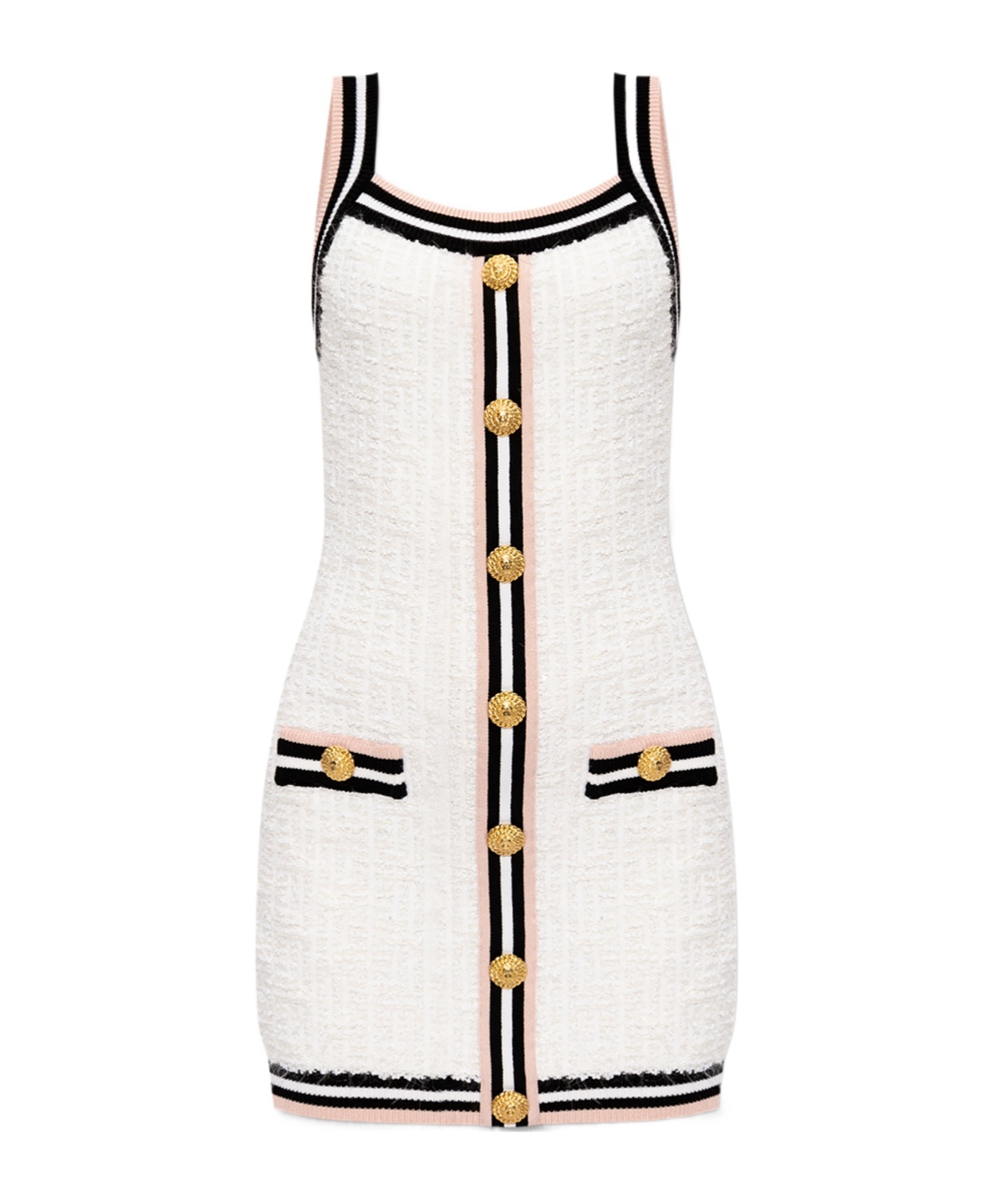 Balmain Maze-monogram Bouclé Minidress In White