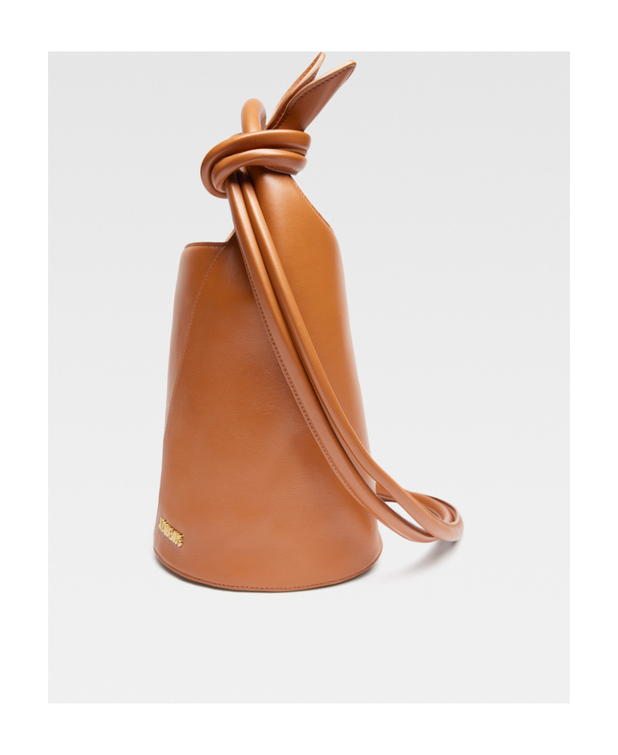 Jacquemus Mini Knotted Bucket Bag In Brown