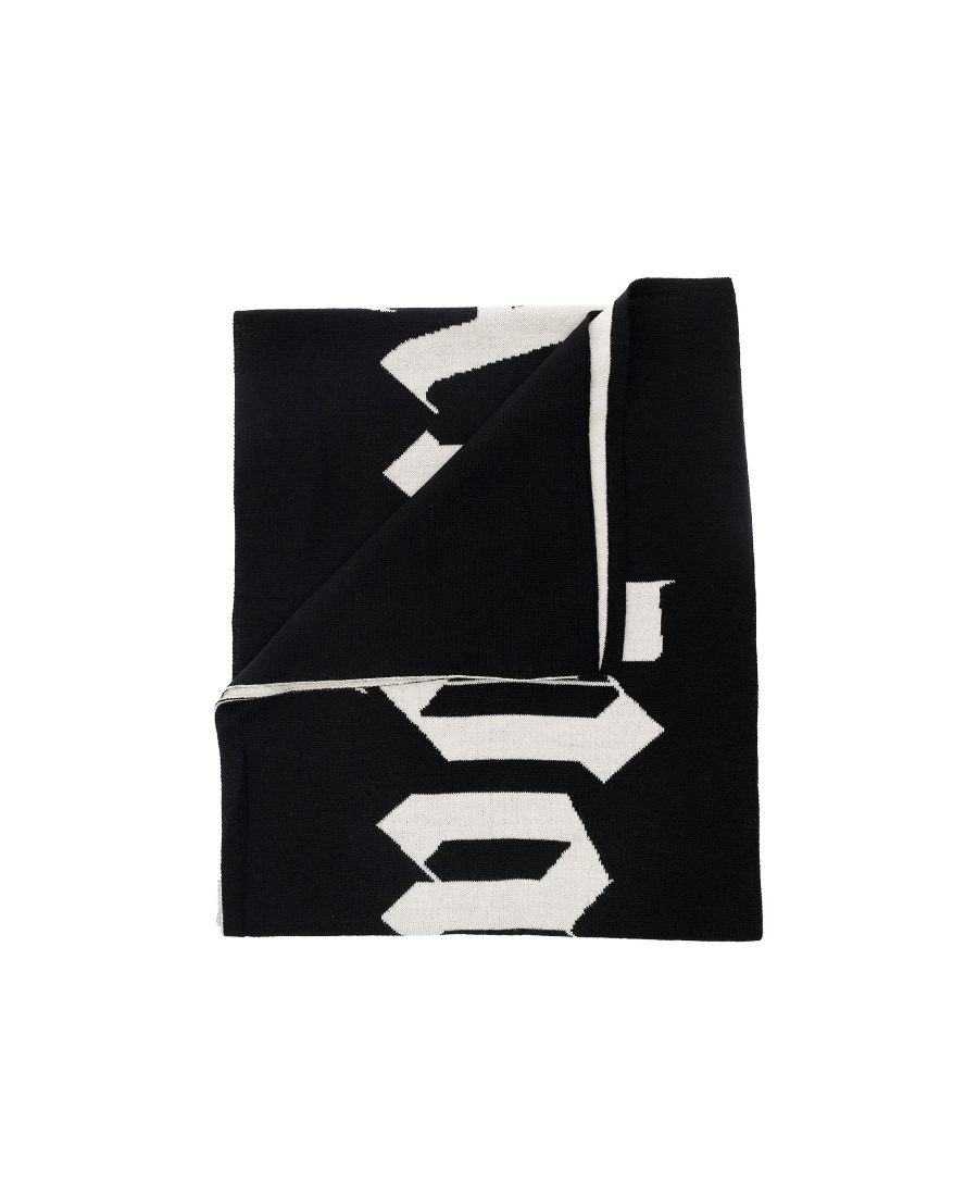 Palm Angels Logo-jacquard Wool-blend Scarf In Black