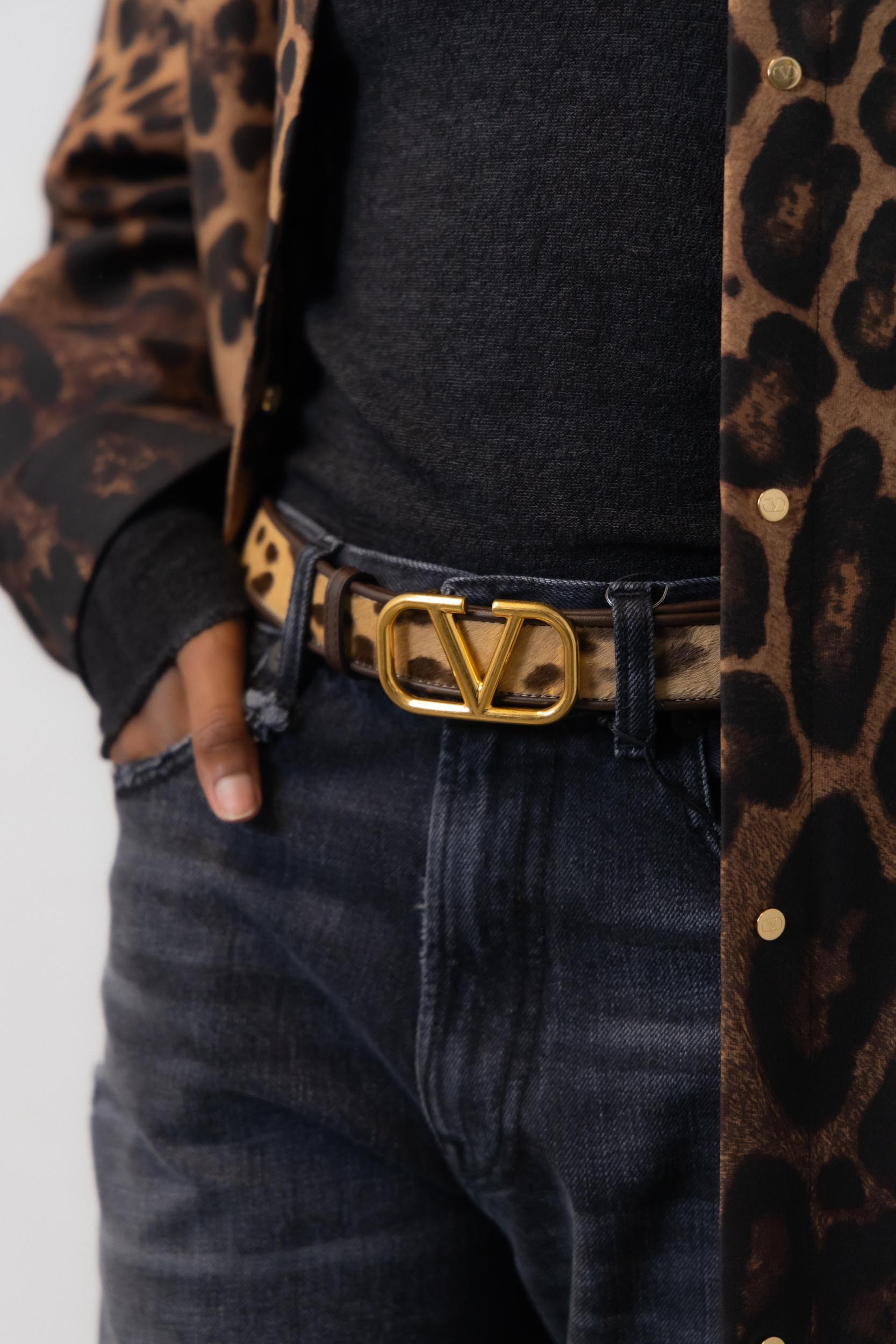 Valentino Leopard Belt In Black