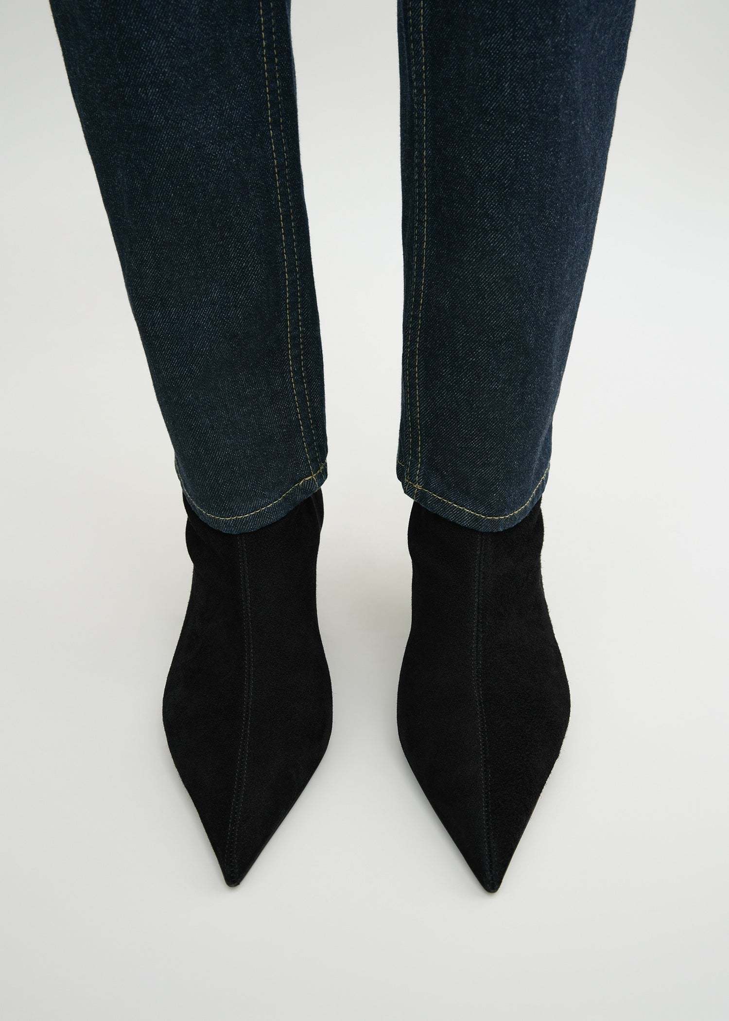 Totême 60mm The Suede Heeled Sock Boot In Black