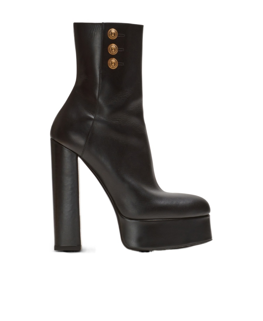 Balmain Brune Leather Ankle Boots In Black