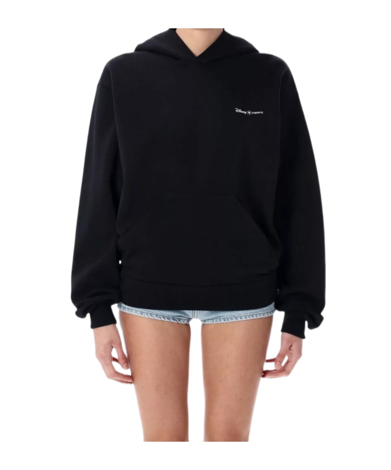 Coperni Maleficent Hooded Cotton Sweatshirt With Kangaroo Pocket In Black