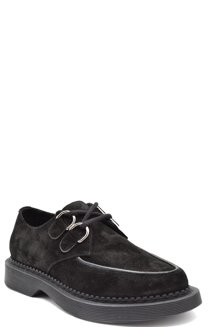 Saint Laurent Teddy Suede Lace-up Shoes In Black
