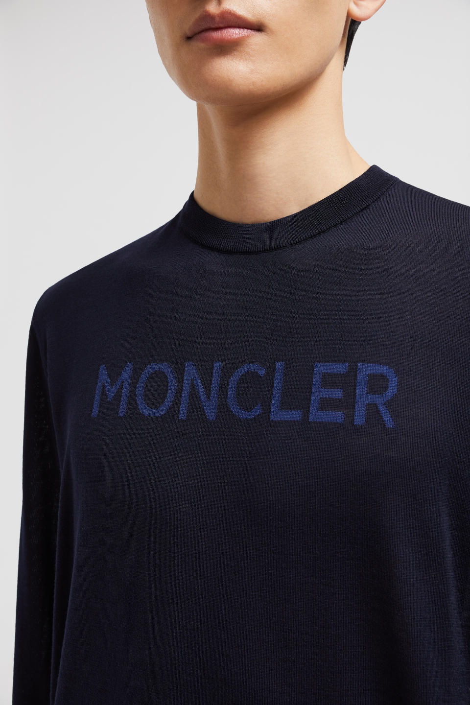 Moncler Lightweight Wool Pullover Sweater In Blue