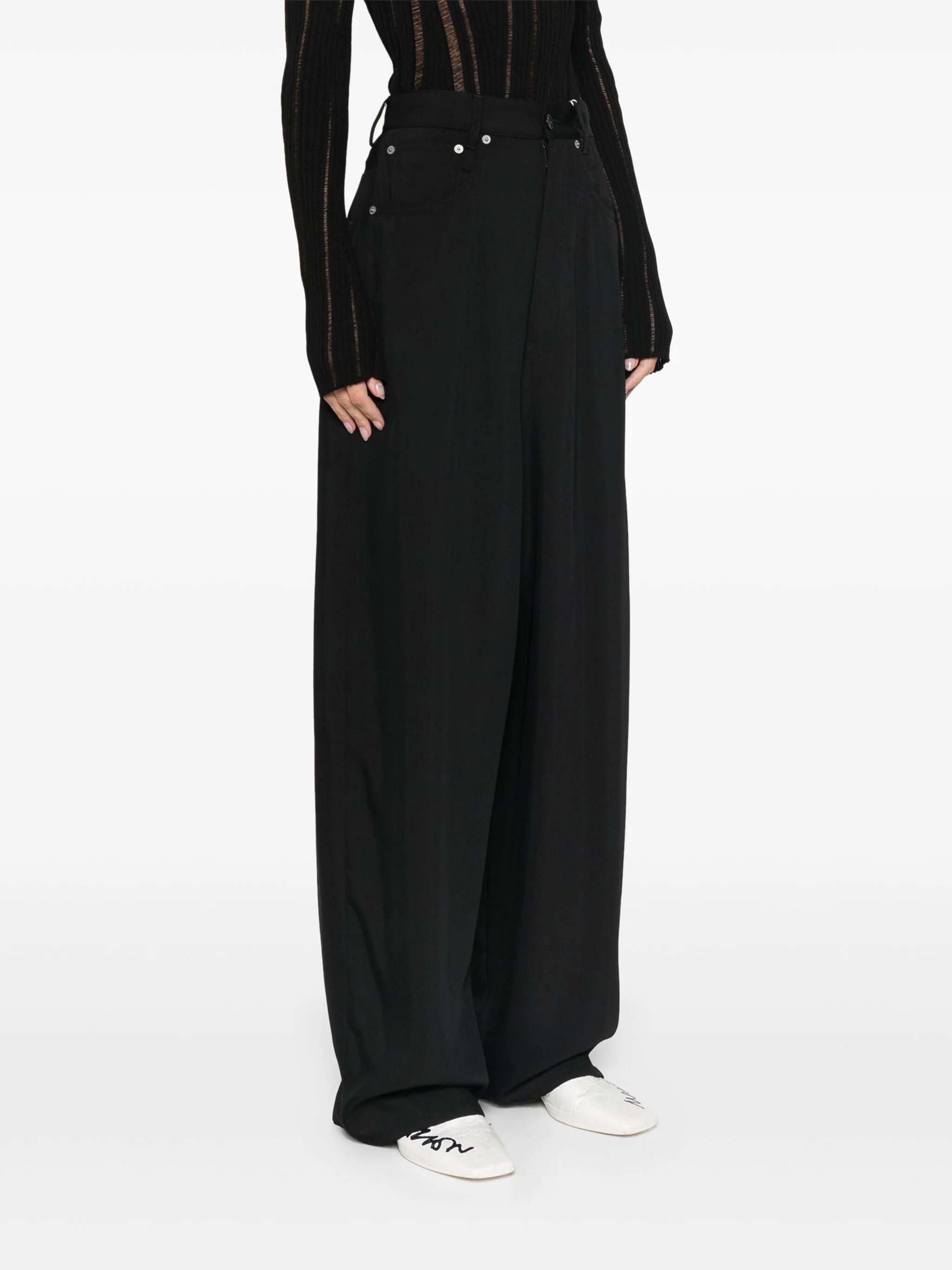 Shop Mm6 Maison Margiela Drop-crotch Jeans In Black