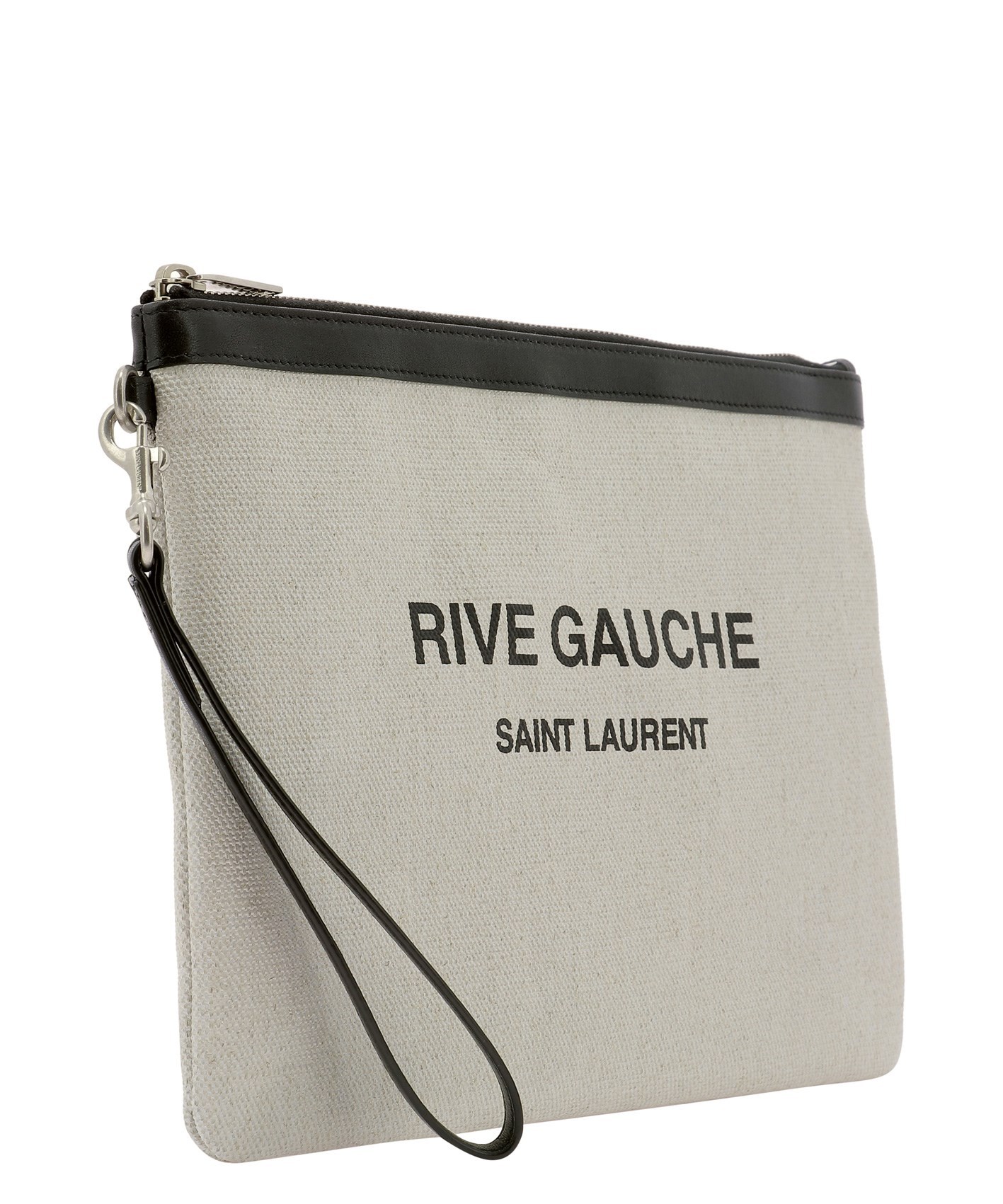 Saint Laurent Logo-print Clutch In Nude