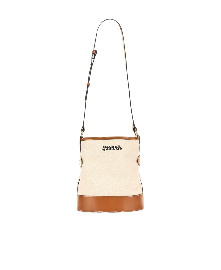 Shop Isabel Marant Samara Logo Embroidered Shoulder Bag In Nude