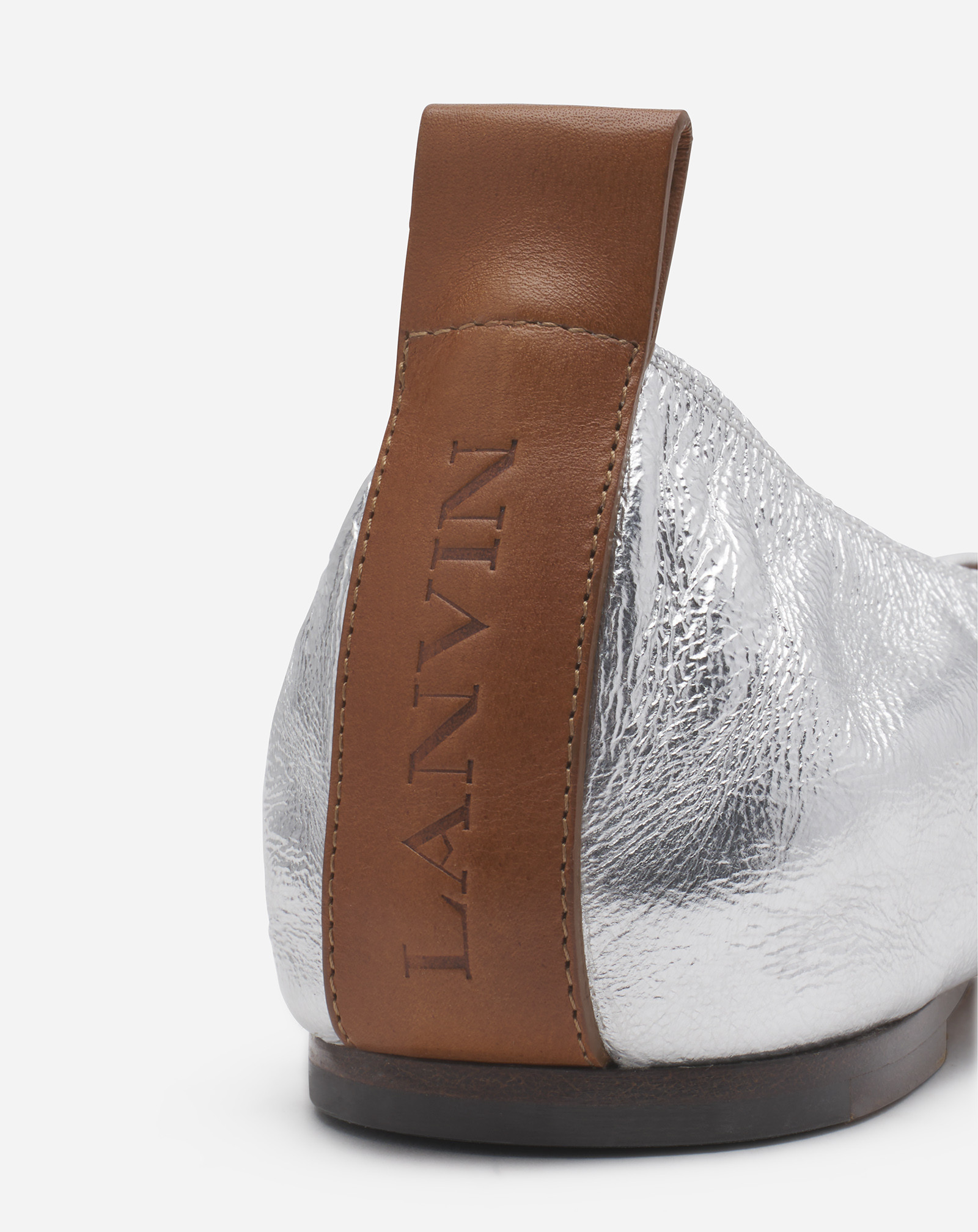 Lanvin Silver Leather Ballet Shoes In White