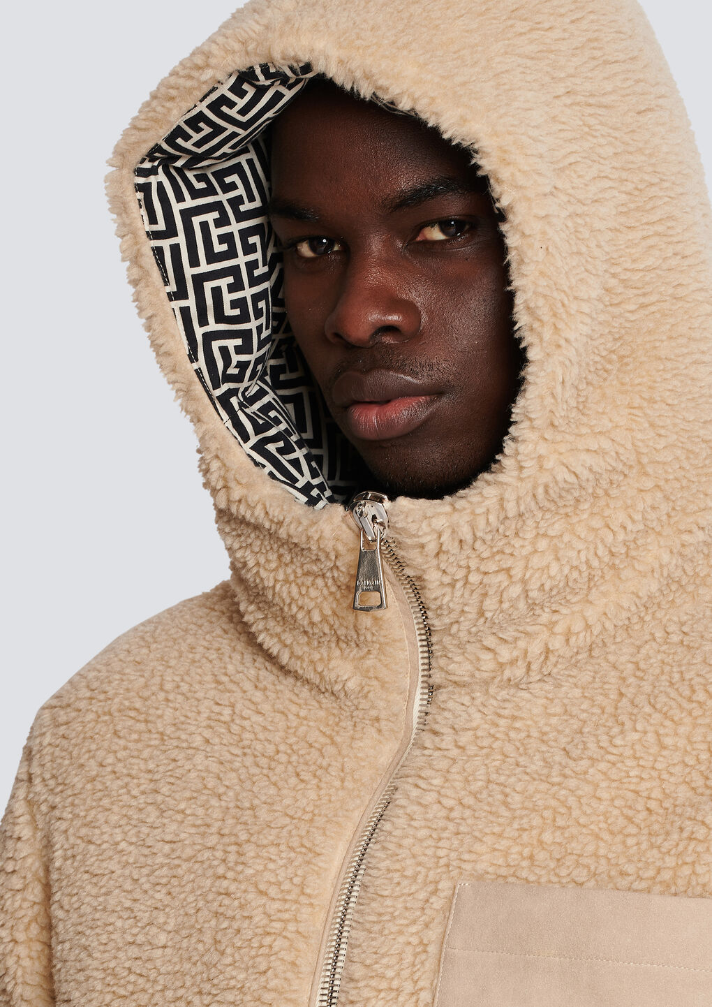 Shop Balmain Monogrammed Reversible Puffer Jacket In Nude