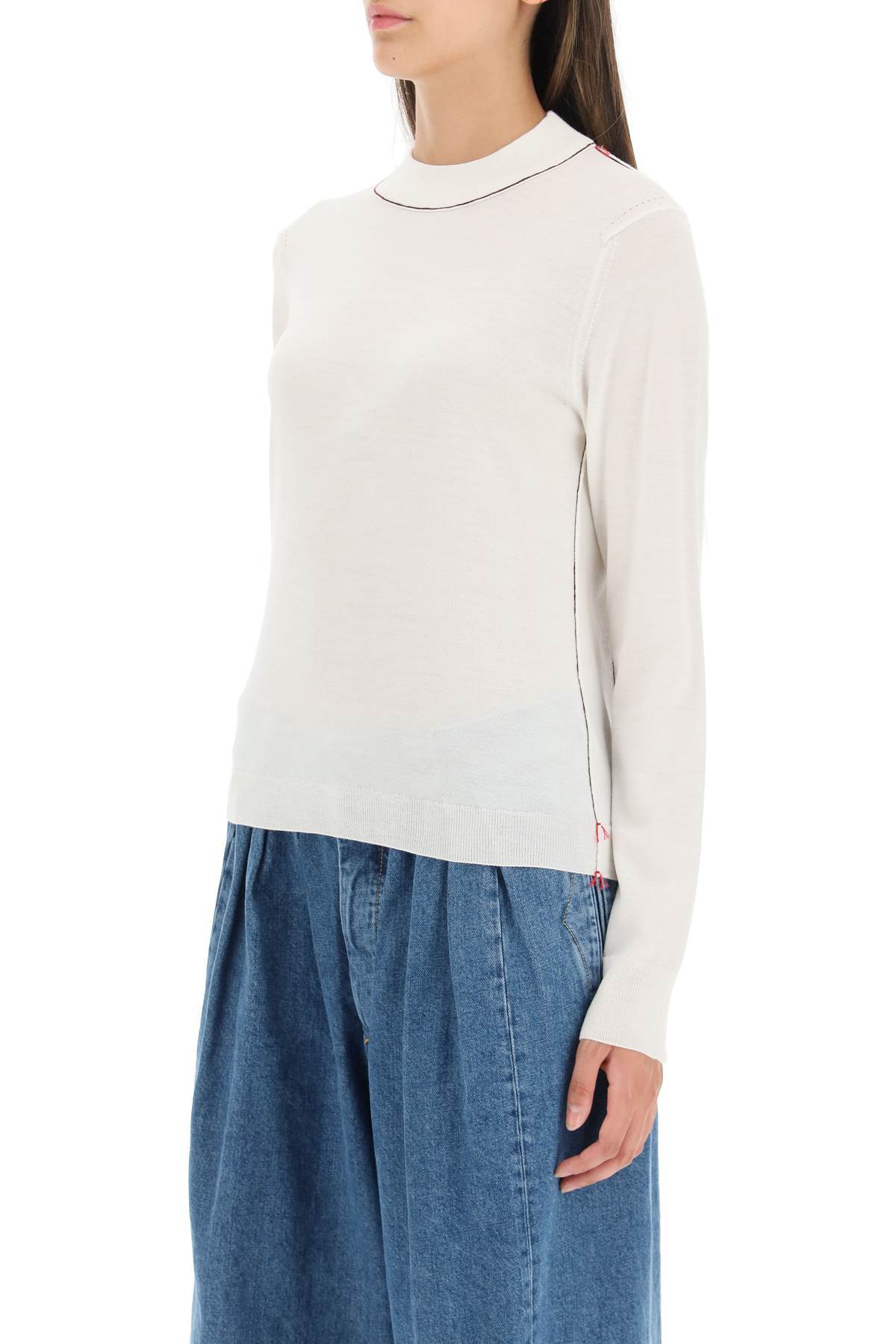 Maison Margiela Wool Sweater With Inside-out Seams In White