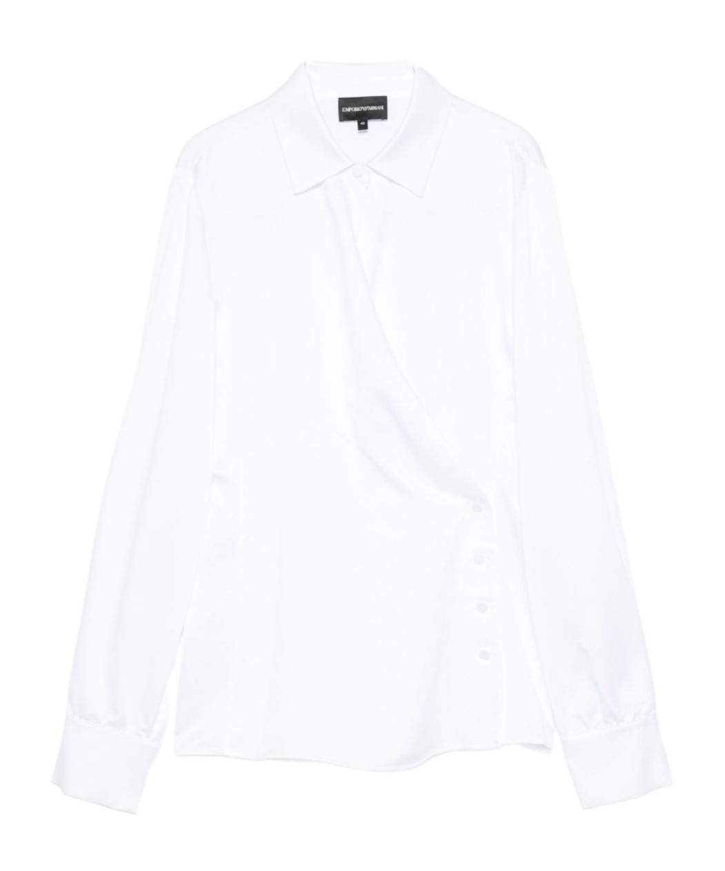 Emporio Armani Wrapped Shirt With Collared Neck And Button Detail In White