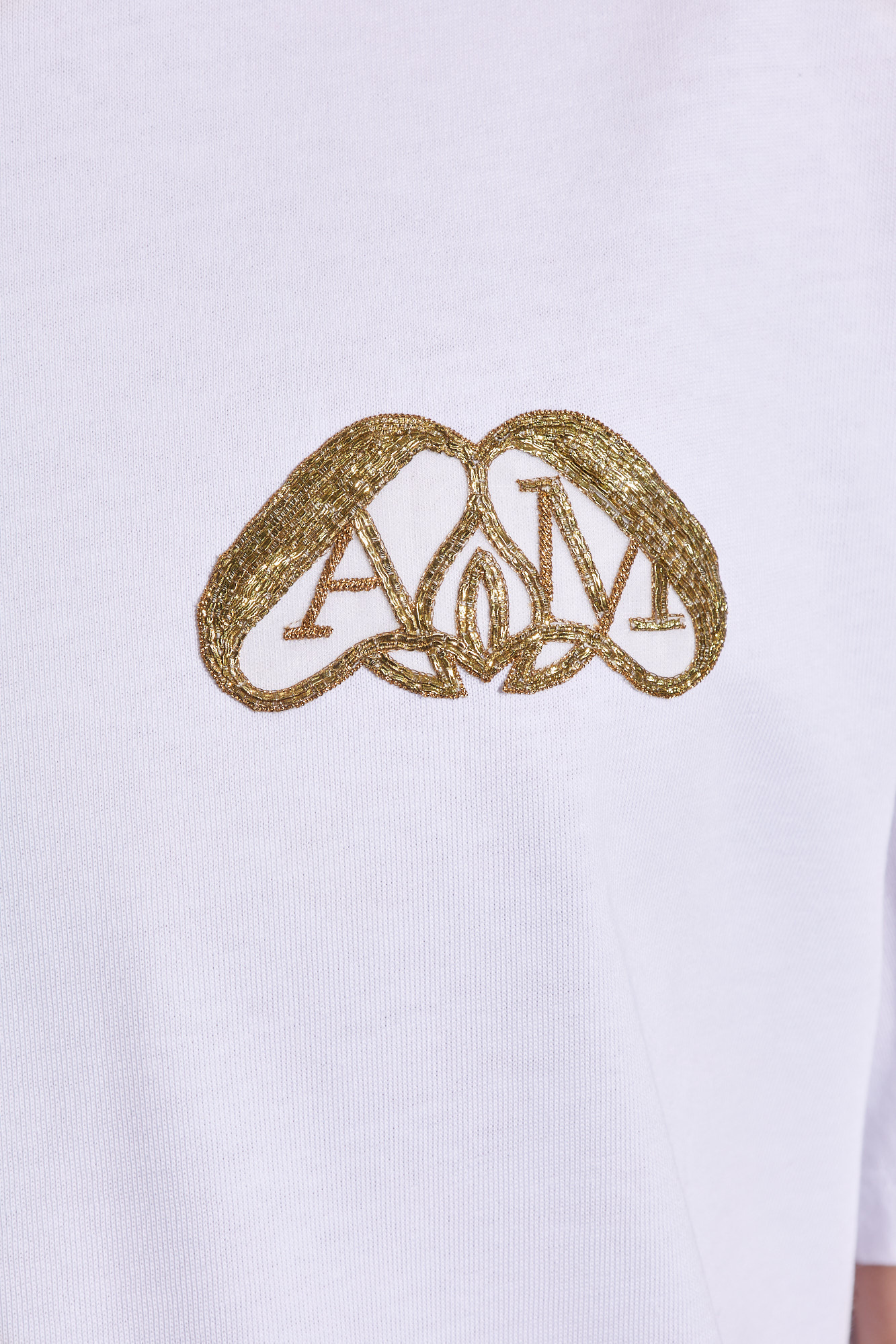 Alexander Mcqueen Half Seal Logo Cotton T-shirt In White