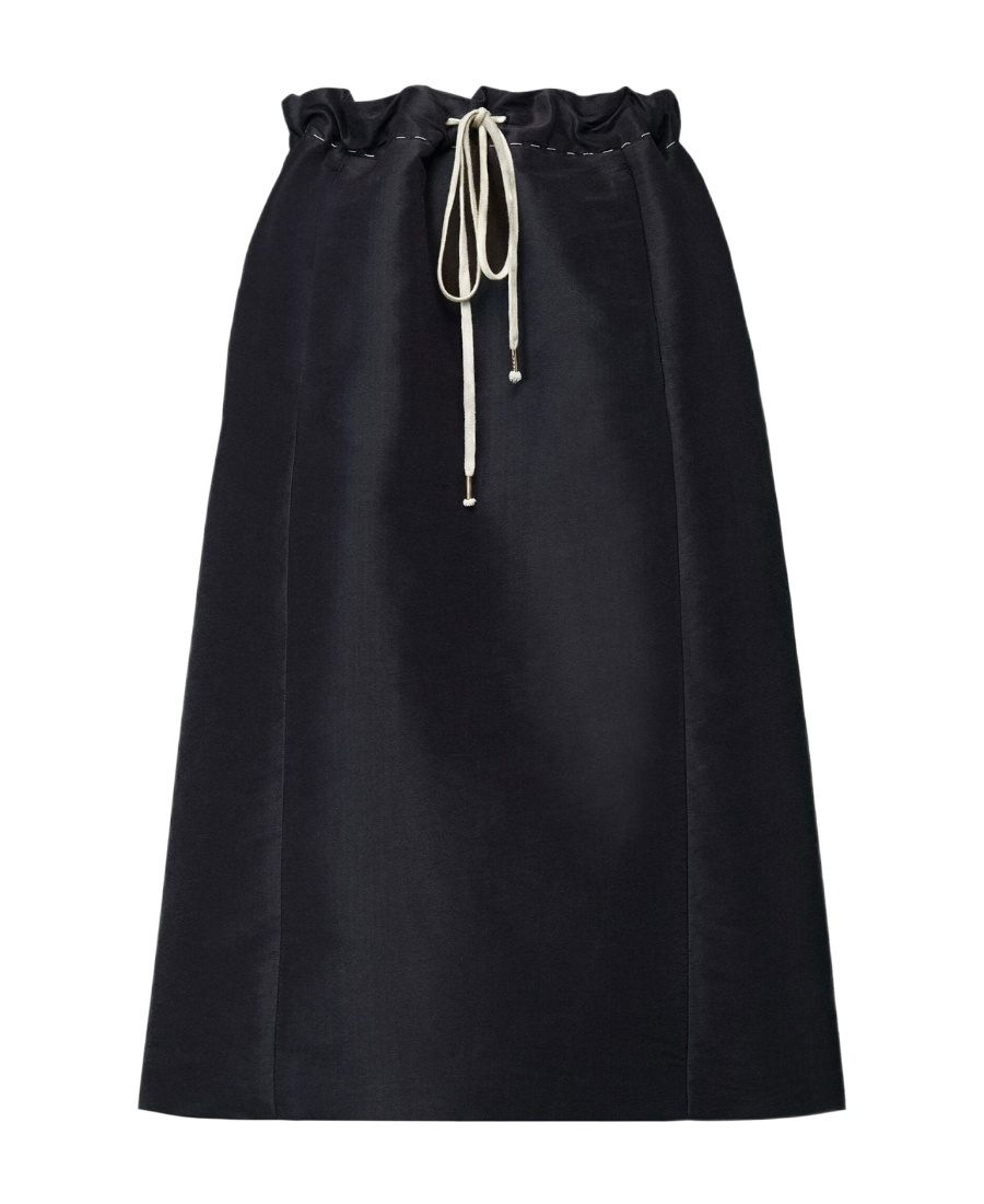 Maison Margiela Moiré-effect Drawstring Skirt In Black