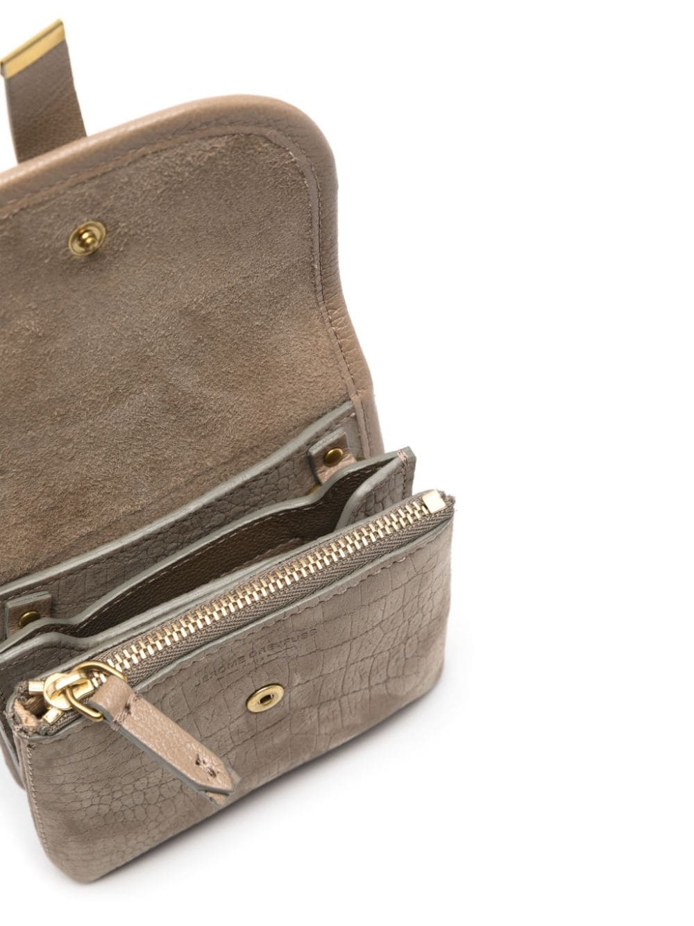 Jérôme Dreyfuss Croc-embossed Suede Wallet In Nude