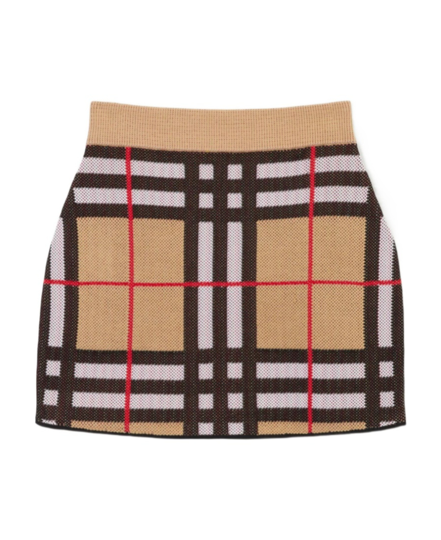Burberry Check Technical Cotton Mini Skirt In Nude