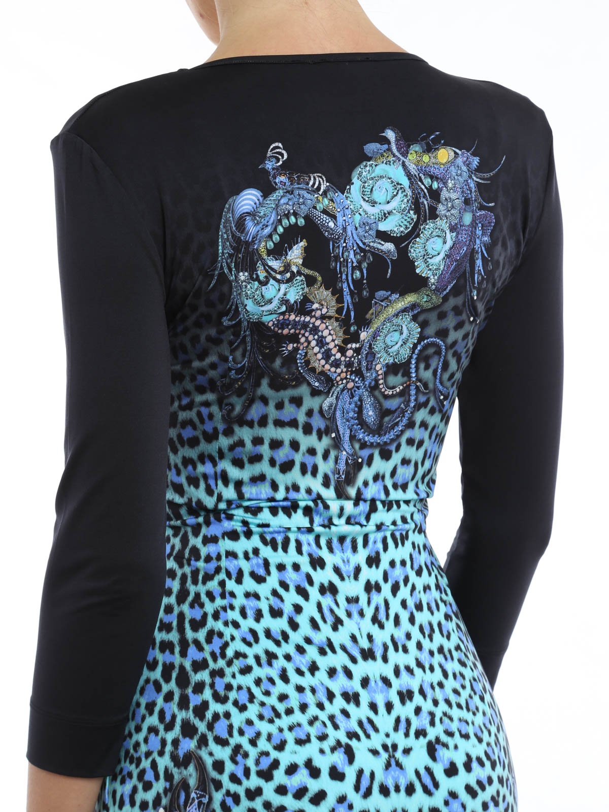 Just Cavalli Animal Printed Tight Dress In Black