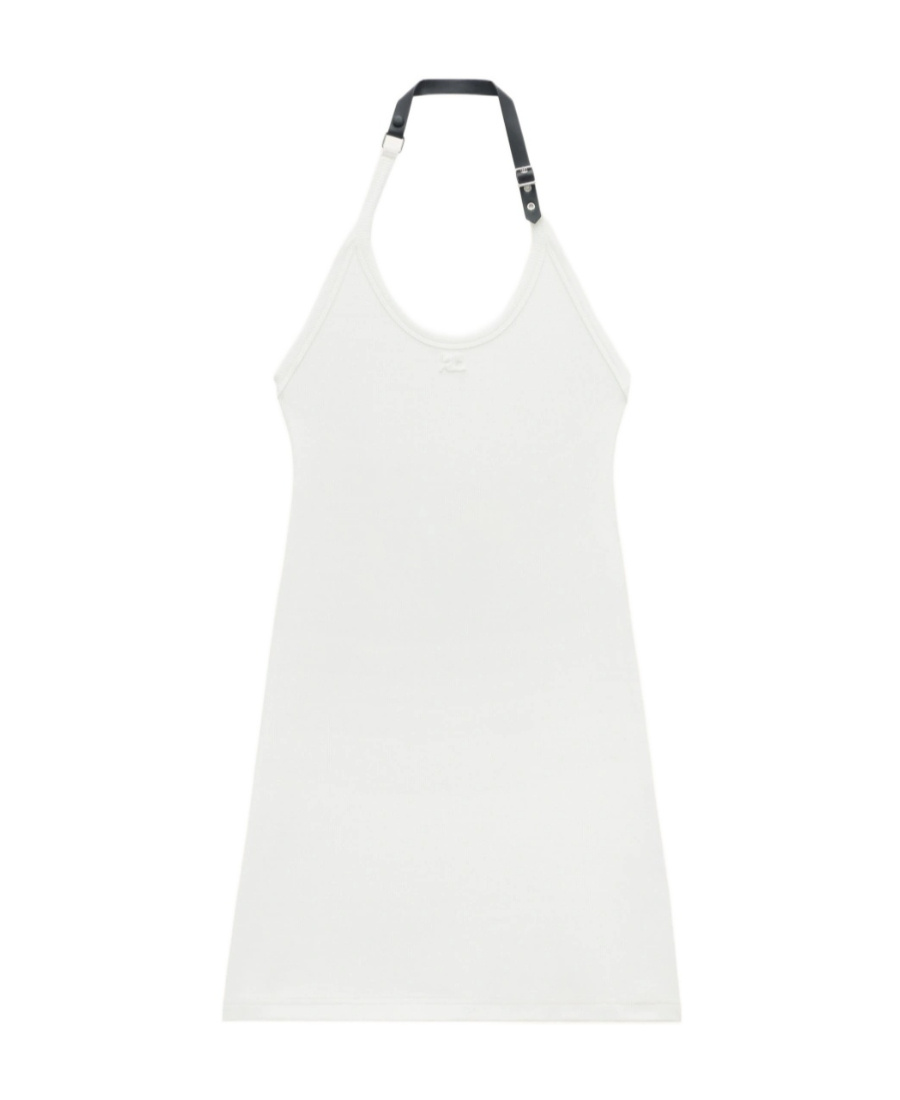 Courrèges Holistic Buckle 90's Logo-patch Minidress In White