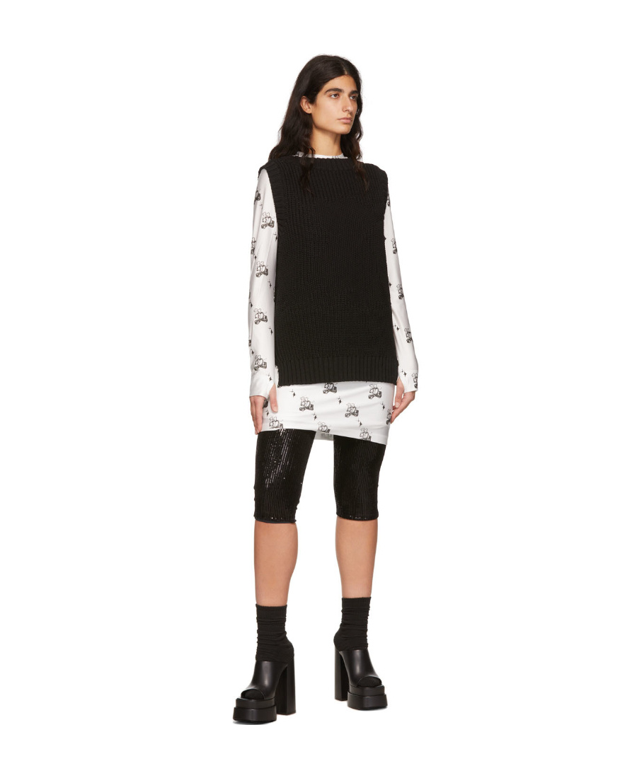 We11 Done Cotton Rib Knitted Vest In Black