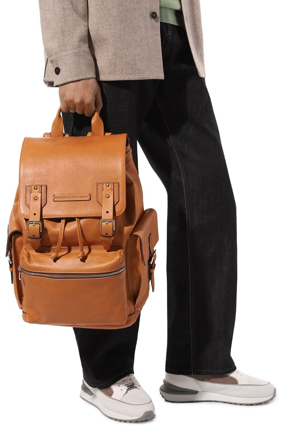 Brunello Cucinelli Logo Backpack In Brown