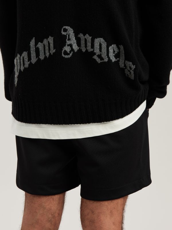 Palm Angels Logo-intarsia Cardigan In Black
