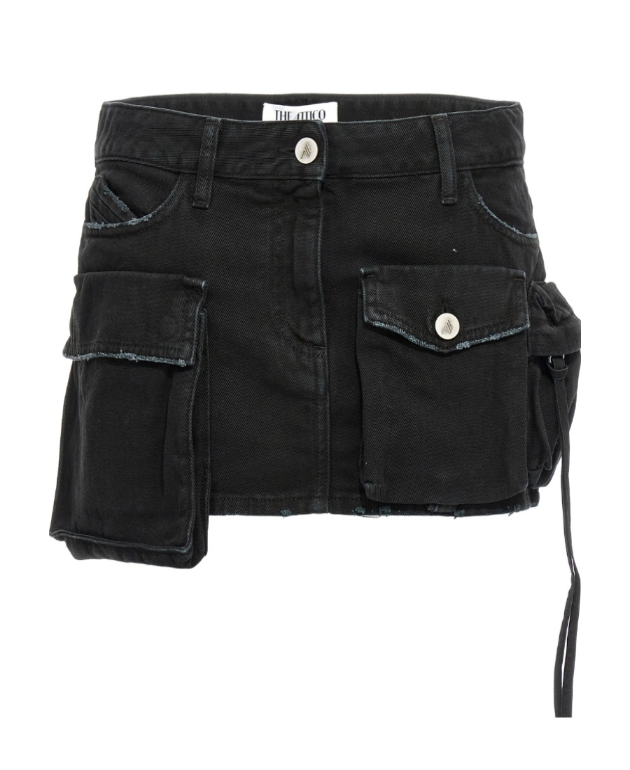 Attico 'fay' Black Mini-skirt With Oversized Cargo Pockets In Black