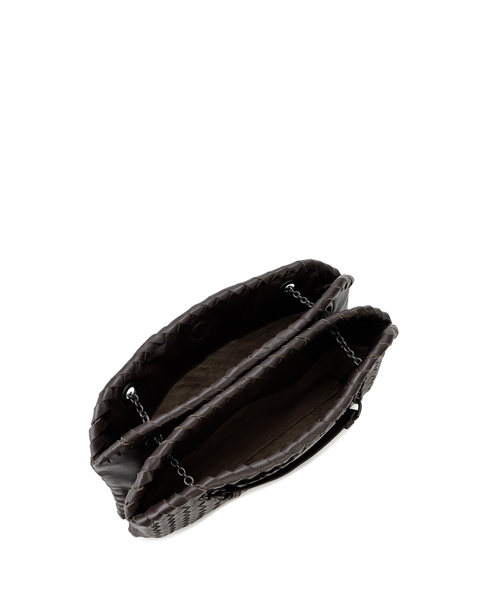 Bottega Veneta Woven Pattern Chain Handbag In Brown