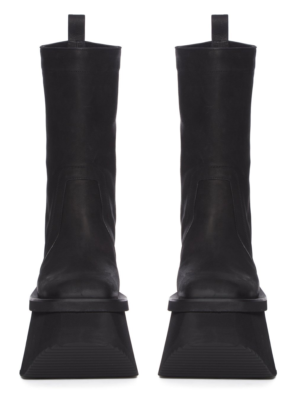 Rick Owens Porterville Sliver Platform Beatle Ankle Short Boots In Black