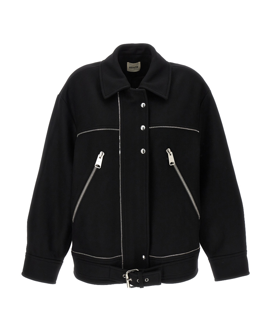Khaite Long-sleeved Zipper Jacket In Black