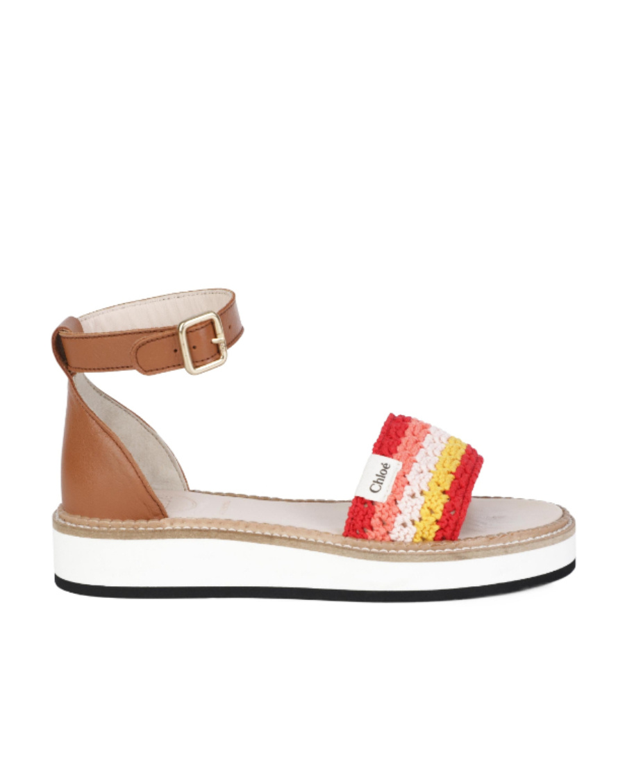 Chloé Logo Sandals In Nude