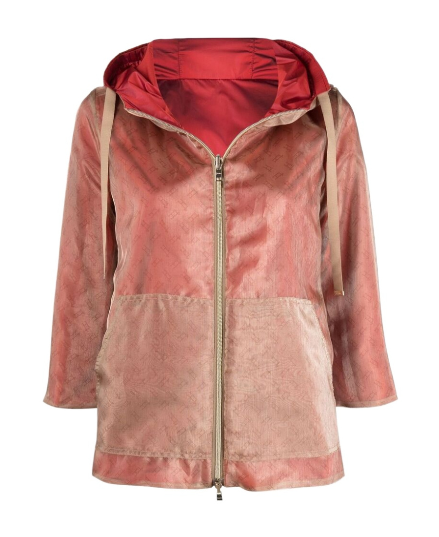 Herno Velour Zip-up Hoodie In Pink
