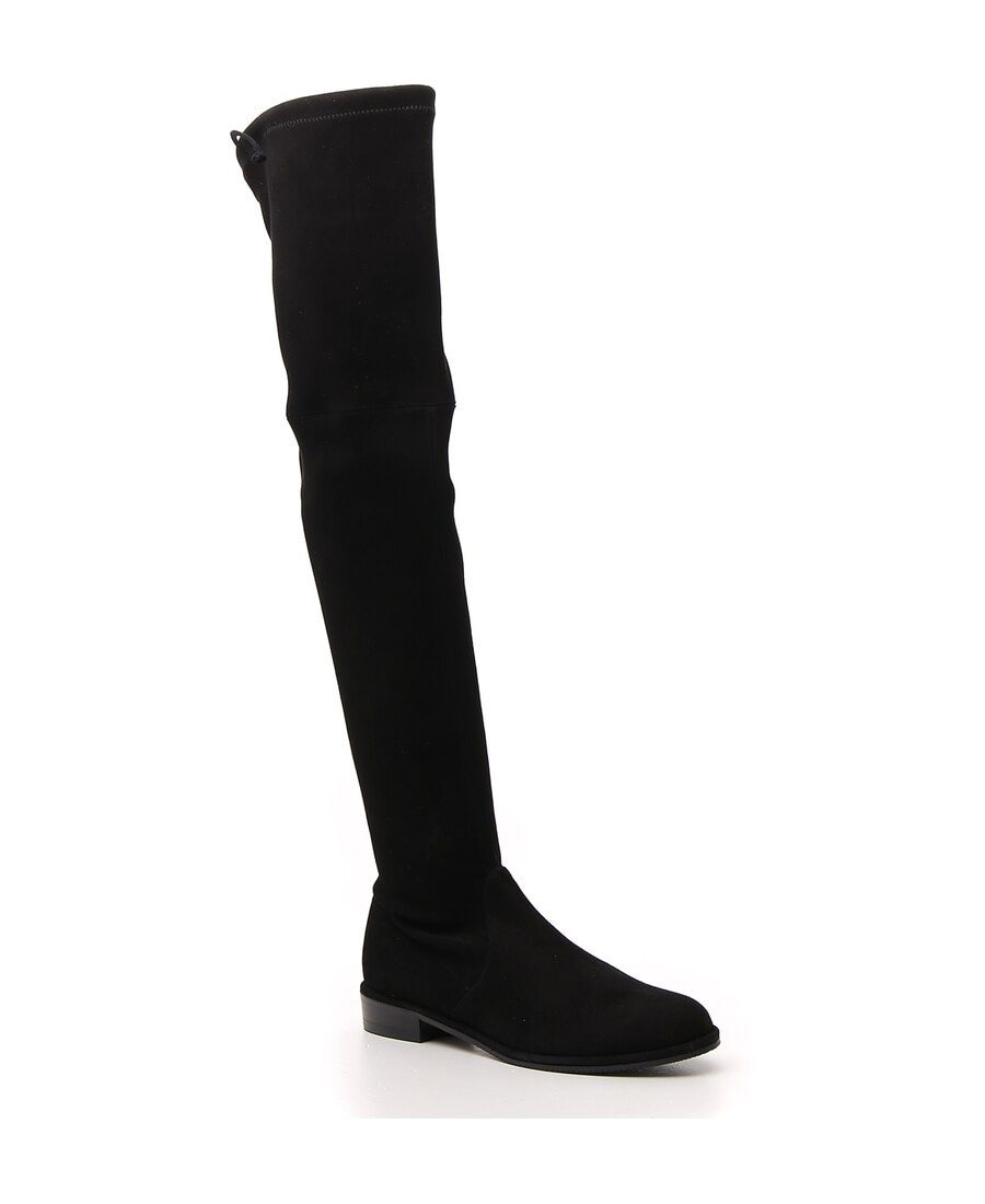 Stuart Weitzman Women's Halftime Stretch-crepe Suede Over-the-knee Boot In Black