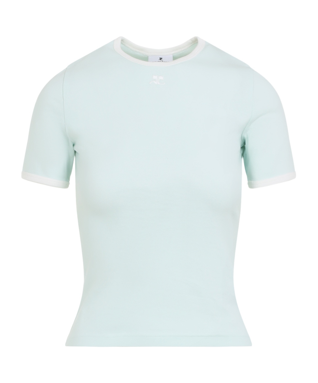 Courrèges Short Sleeve Crew Neck T-shirt Design In Blue