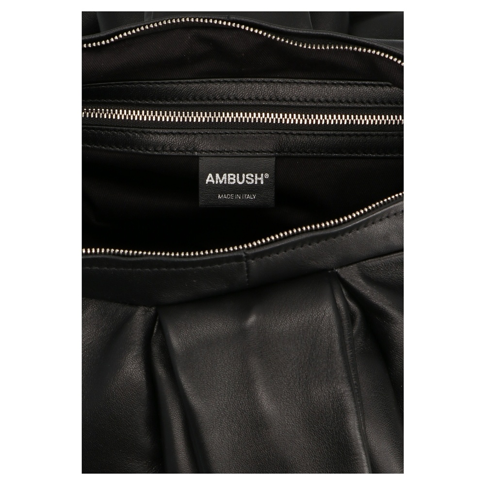 Ambush Twist Top Leather Handle Bag In Black