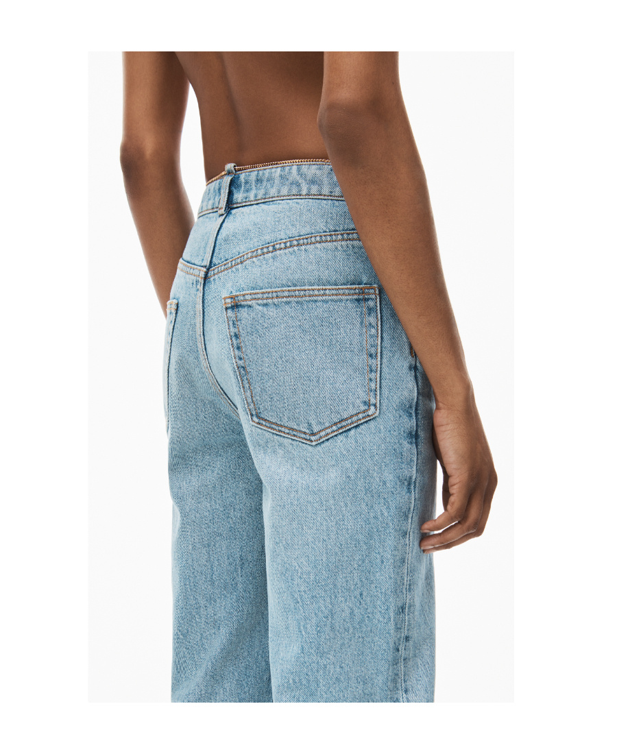 Shop Alexander Wang Chain-embellished Straight-leg Jeans In Blue