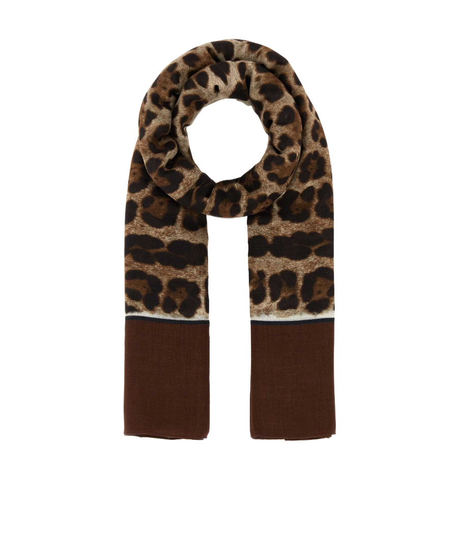 Dolce & Gabbana Leopard-print Silk Scarf In Brown