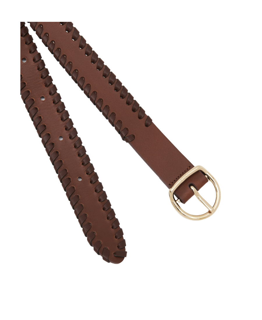 Chloé Mony Decorative-stitching Leather Belt In Brown