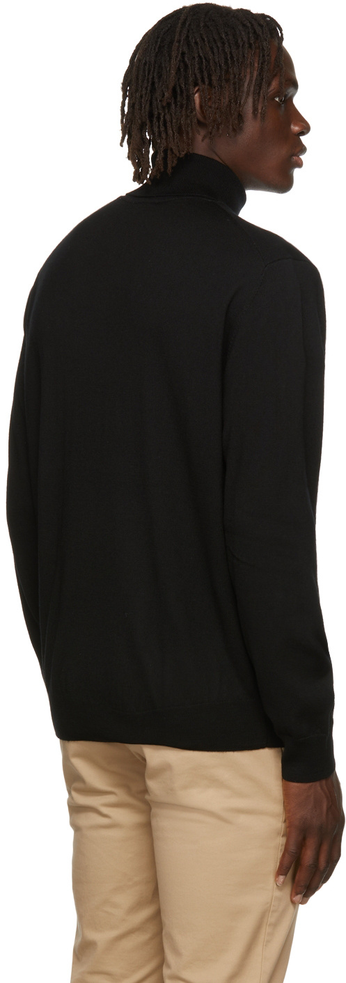 Lacoste Logo High-neck Knitted Pullover In Black