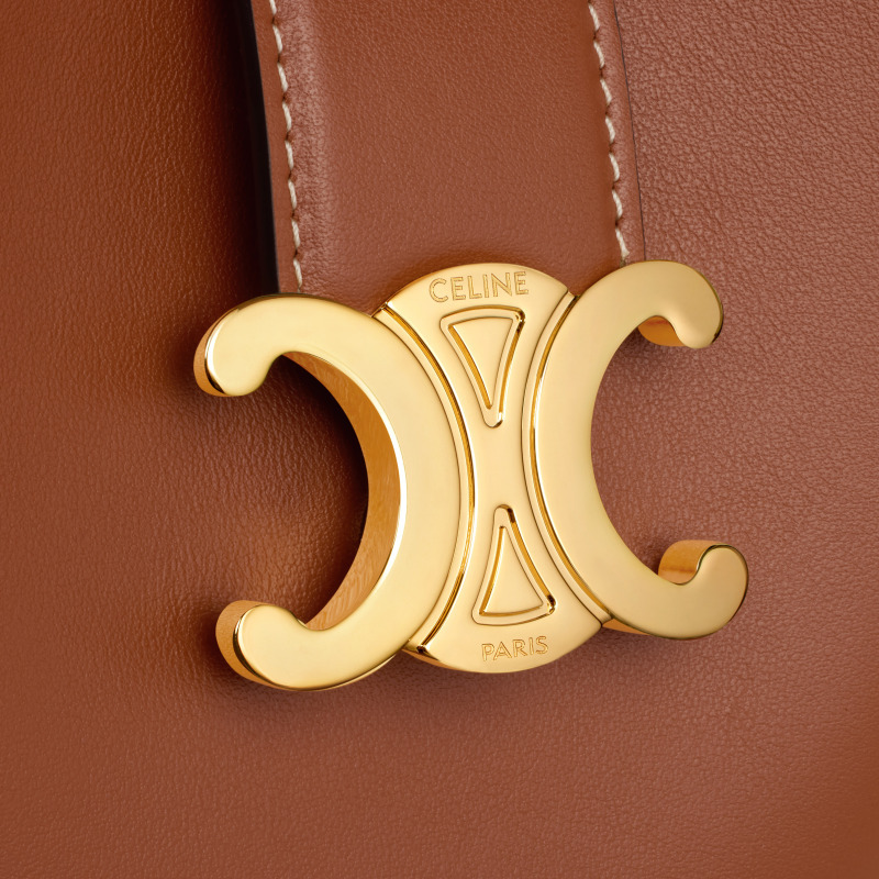 Celine Louise Medium Leather Bucket Bag In Brown