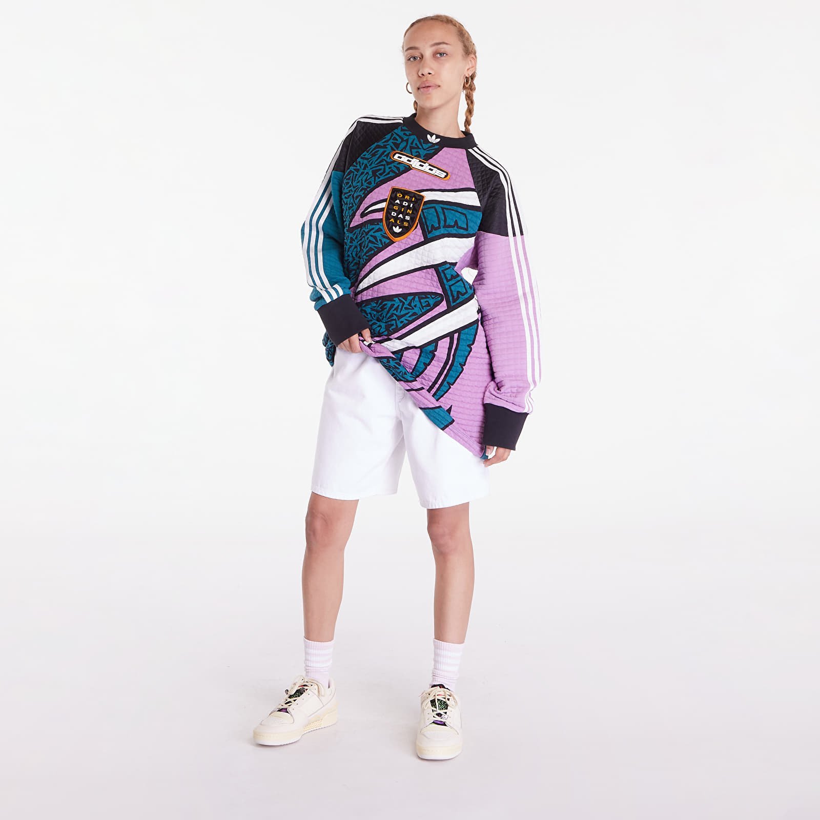 Adidas Originals Graphic-pattern Long-sleeve Football Top In Multicolor