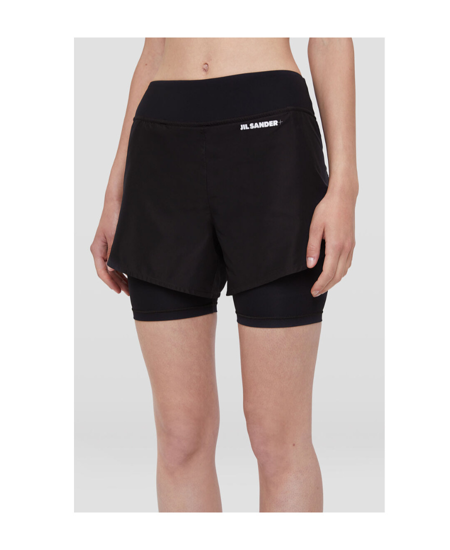 Jil Sander Logo Tech Layered Running Shorts In Black