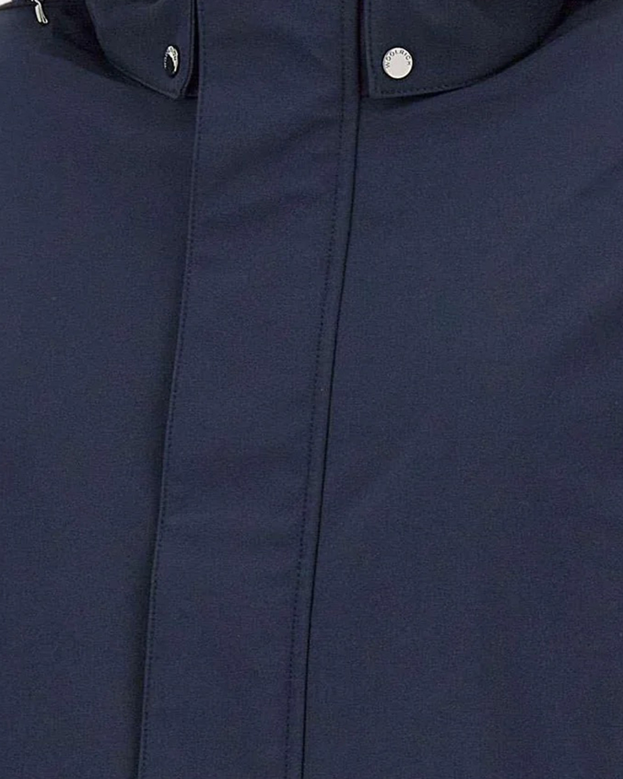 Woolrich Navy Blue Hooded Jacket With Concealed Fastening In Blue