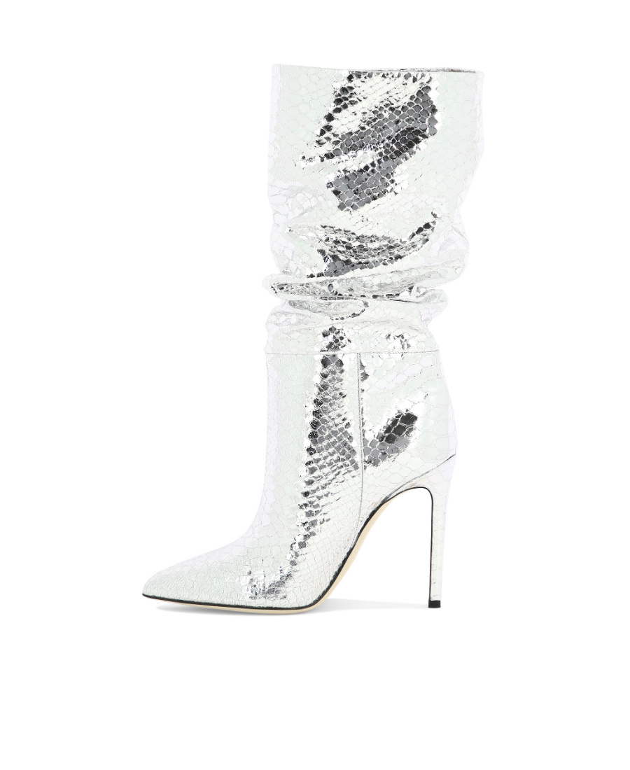 Shop Paris Texas 105mm Snakeskin-effect Metallic Boots In White
