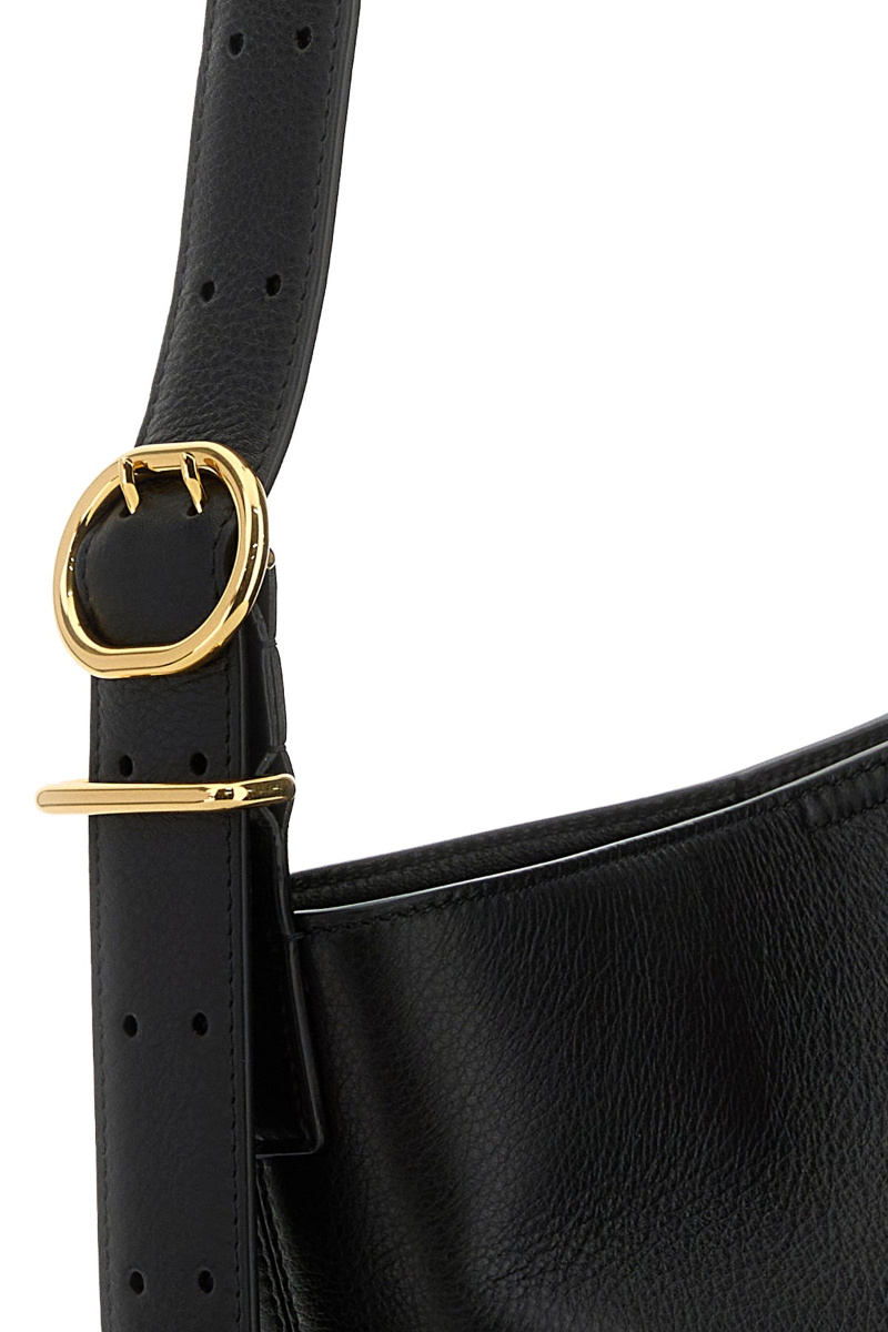 Jil Sander Cannolo Logo Stamped Small Shoulder Bag In Black